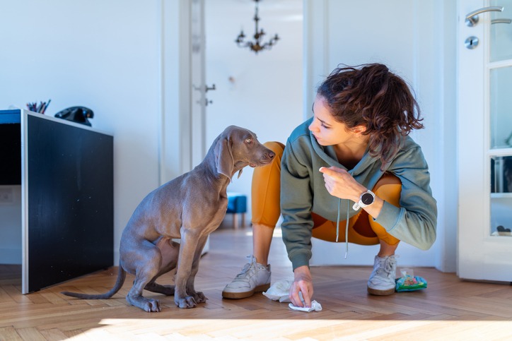 A dog with a beautiful girl